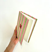 Handmade Paper Journal Notebook, Mint Green & Pink - A5