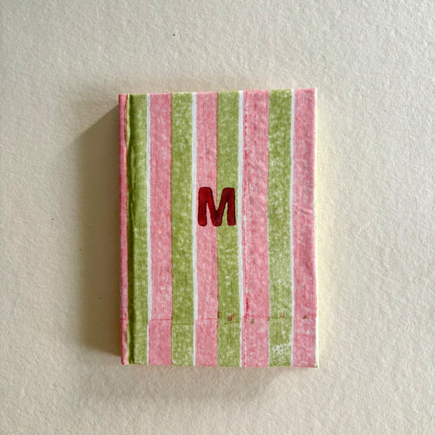 Handmade Paper Journal Notebook, Mint Green & Pink - A5