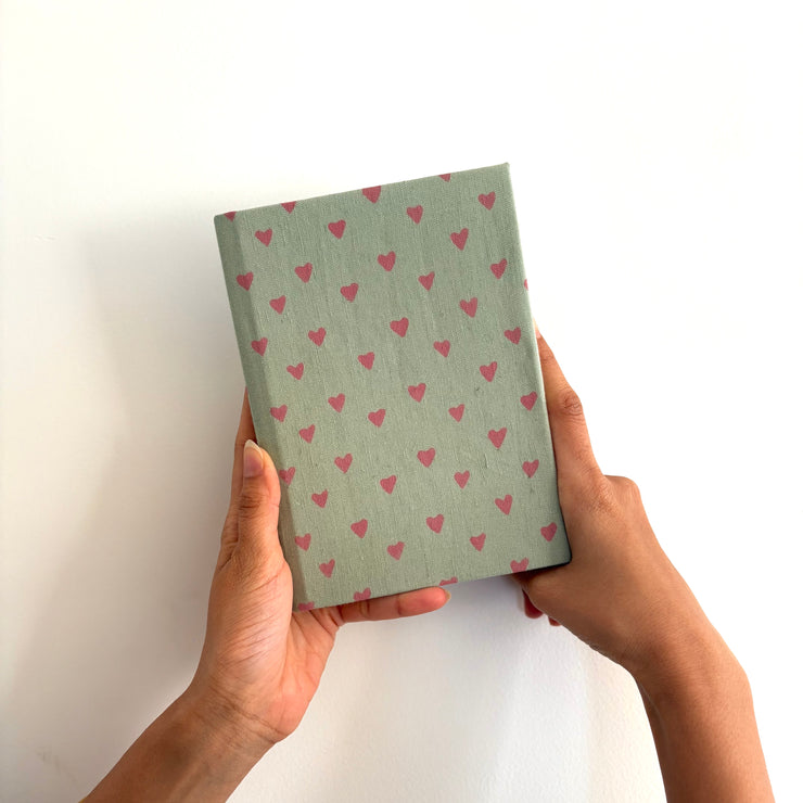 Handmade Paper Journal Notebook, Green & Pink - A5