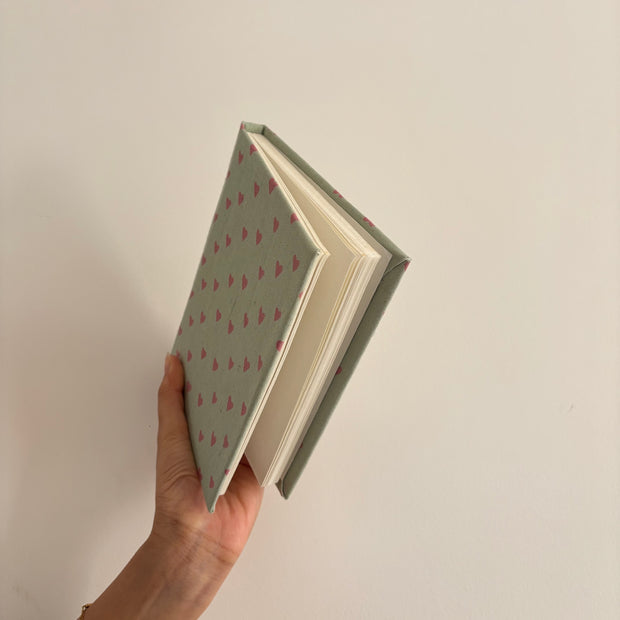 Handmade Paper Journal Notebook, Green & Pink - A5