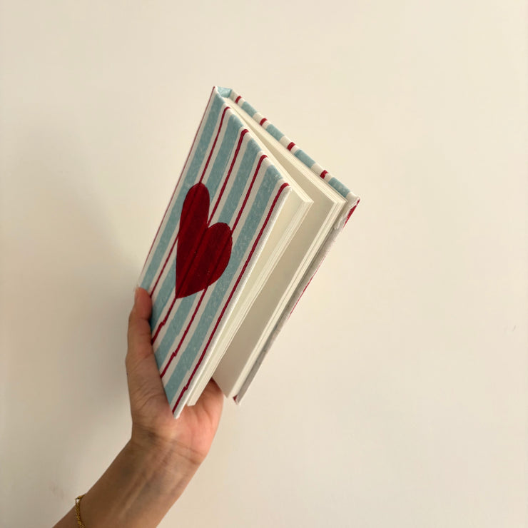 Handmade Paper Journal Notebook, Blue & Red  - A5