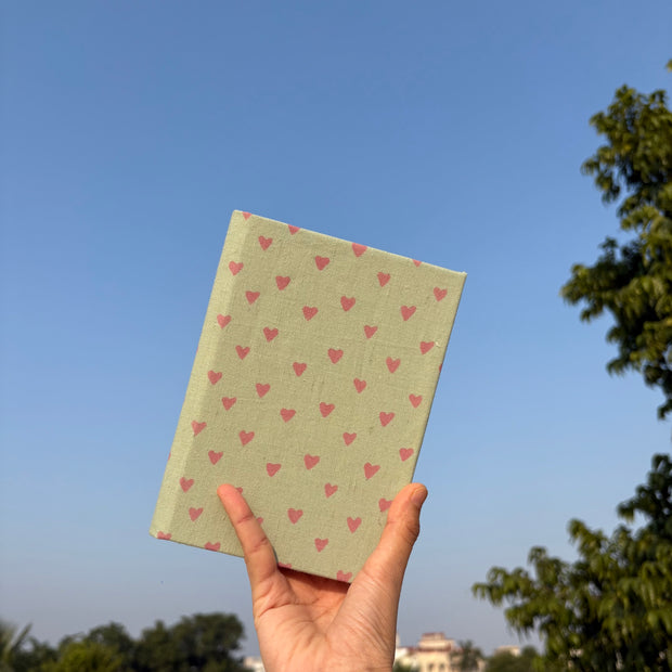 Handmade Paper Journal Notebook, Green & Pink - A5