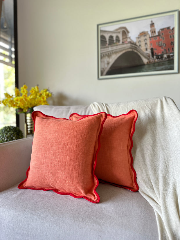 Scallop Accent Cushion 16x16 Inches,  Orange