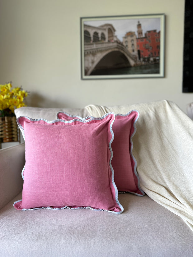 Scallop Accent Cushion 16x16 Inches, Pink