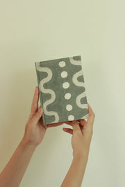 Handcrafted  Diary Journal Notbook, Grey and White