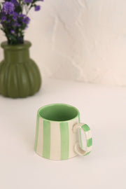 Ceramic Green Stripe  Coffee cup- 220ml