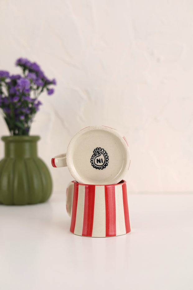 Ceramic Red Stripe  Coffee cup- 220ml