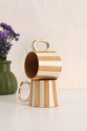 Ceramic Brown Stripe  Coffee cup- 220ml