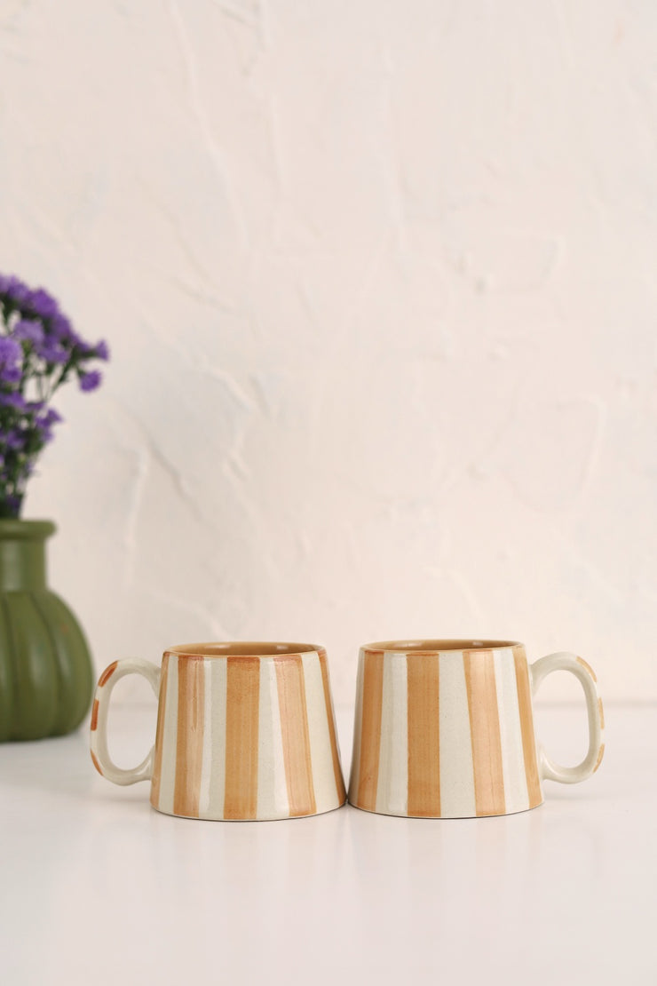 Ceramic Brown Stripe  Coffee cup- 220ml