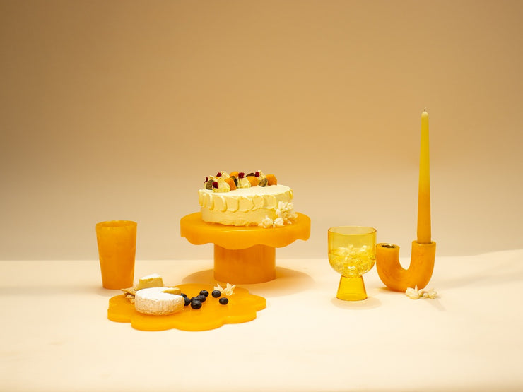 U Shaped Resin Candle holder- Mustard, 2.5 x 4.5 Inches