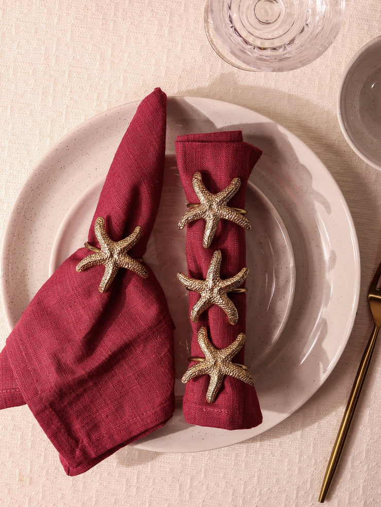 Starfish Brass Napkin Ring, 1.5 Inches Dia   (Set of 4)