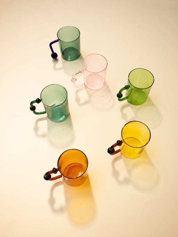 Colored Handblown Drinkware Mug, Yellow- 2.7X3.5 Inch