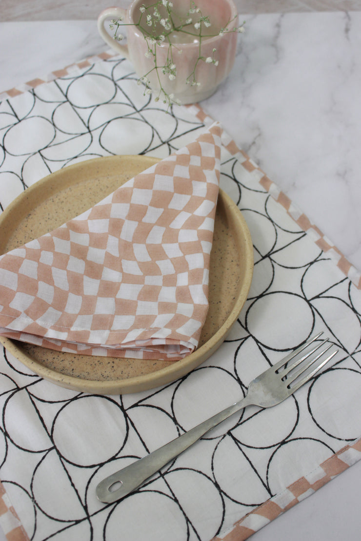 Sustainable Placemats  (Set of 4)- Peach & White