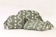 Handmade Quilted Pouch, Grey & White - 8 x 5  Inches