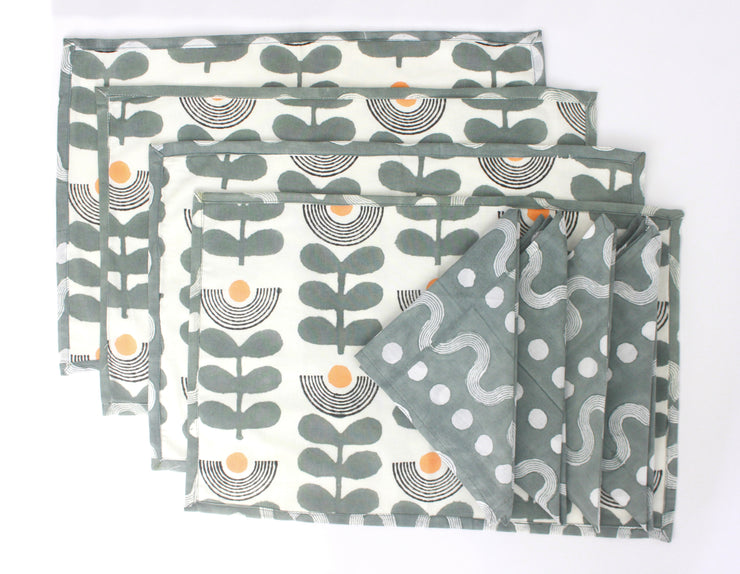 Sustainable Placemats  (Set of 4)- Grey and White