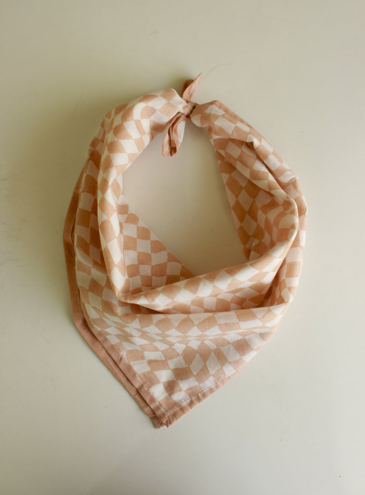 Mid-modern Square Scarf- White and Peach, 20 x 20 Inches