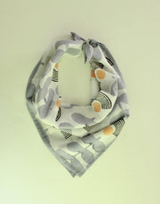 Mid-modern Floral Scarf- White and Blue , 20 x 20 Inches