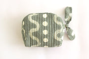 Handmade Quilted Pouch, Grey & White - 6.6 x 5.5  Inches