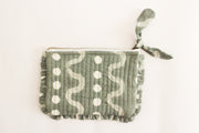 Handmade Quilted Pouch, Grey & White - 8 x 5  Inches