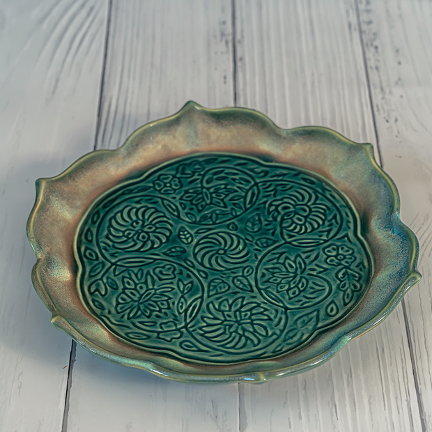 Handmade Ceramic lotus Platter,  9X1 Inches