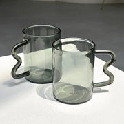 Swirl Glass Cups-Grey, 2.75x3.75 Inches