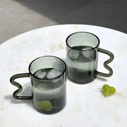 Swirl Glass Cups-Grey, 2.75x3.75 Inches