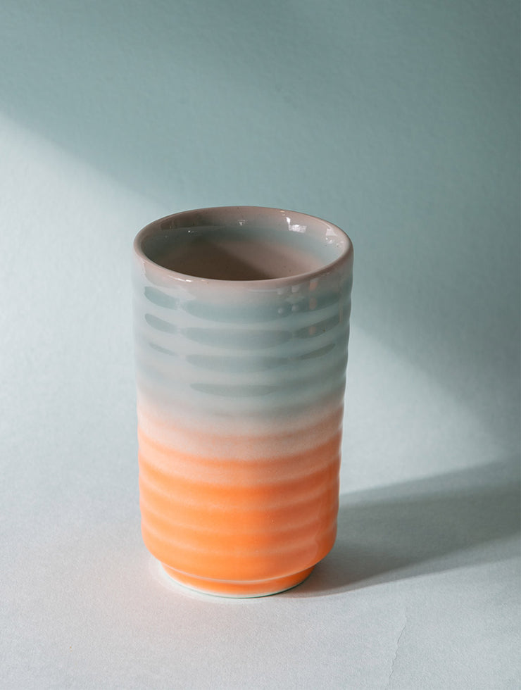 Ombre Ribbed Tumbler , Sky Blue/coral,   3x 5 Inches