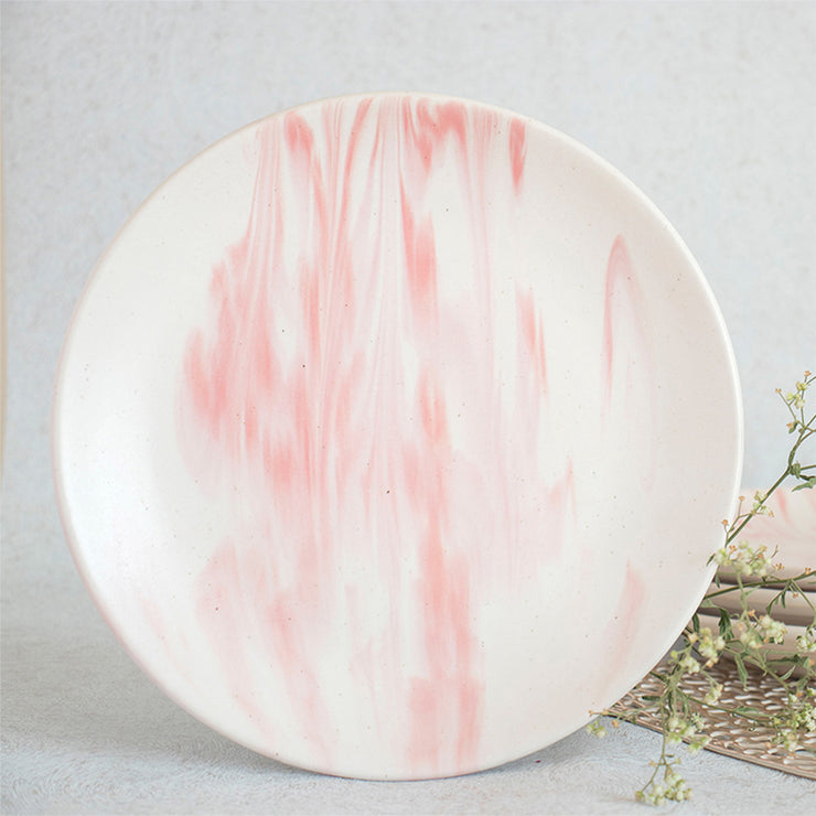 Pink Marble Ceramic Plate, 8 Inches