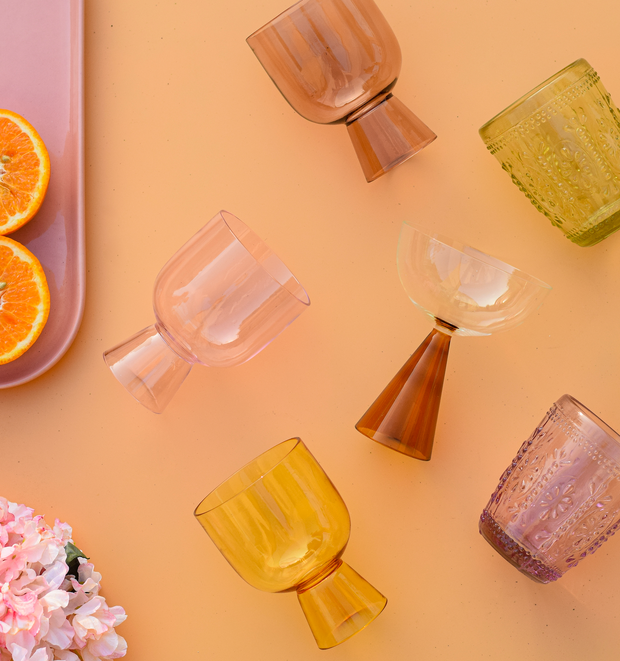 Colored Handblown Drinkware Glass, Amber- 4.5X3.1 Inch