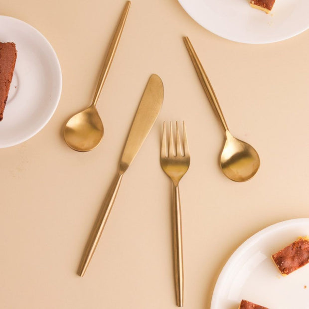 Matte Gold,  Stainless Steel Cutlery ( Set of 4)