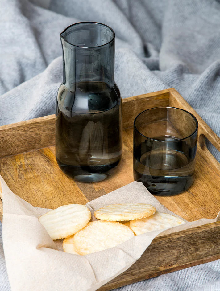 Handcrafted  Glass Carafe Set, Smoke-  8 x 3.5 Inches