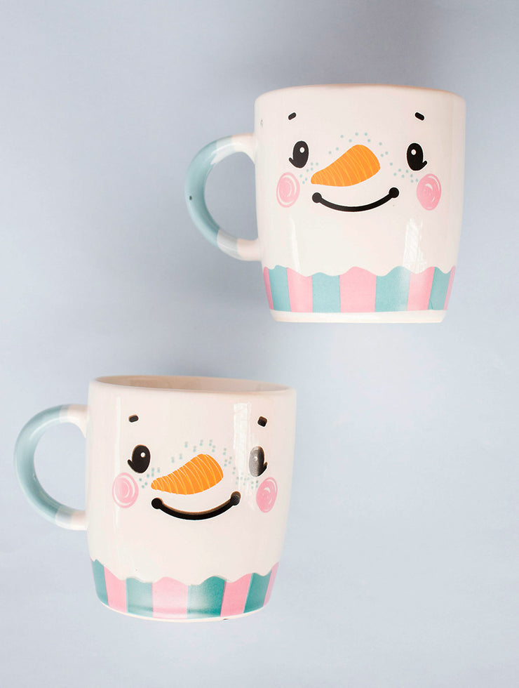 Snowman Mug, Offwhite - 3.6 X 6 Inches