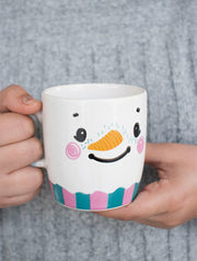 Snowman Mug, Offwhite - 3.6 X 6 Inches