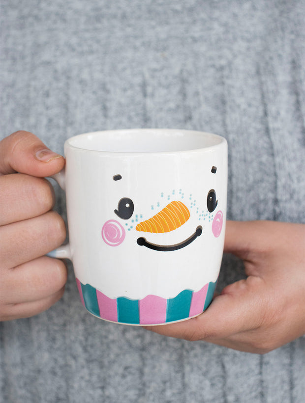 Snowman Mug, Offwhite - 3.6 X 6 Inches