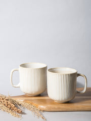 Striped Ivory Mug- 3.4 x 3.5 Inches