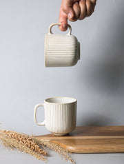 Striped Ivory Mug- 3.4 x 3.5 Inches