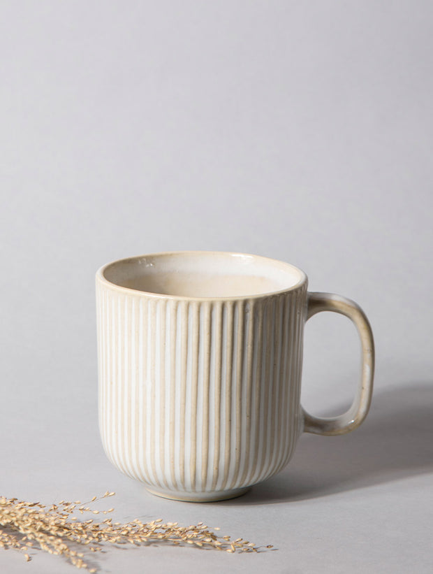 Striped Ivory Mug- 3.4 x 3.5 Inches