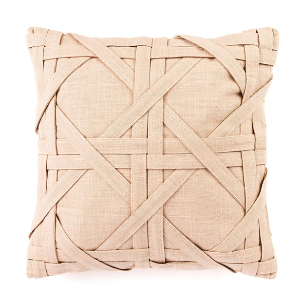Madison Beige Cross Cushion Cover - 16 x 16 Inches