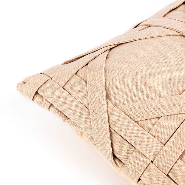 Madison Beige Cross Cushion Cover - 16 x 16 Inches