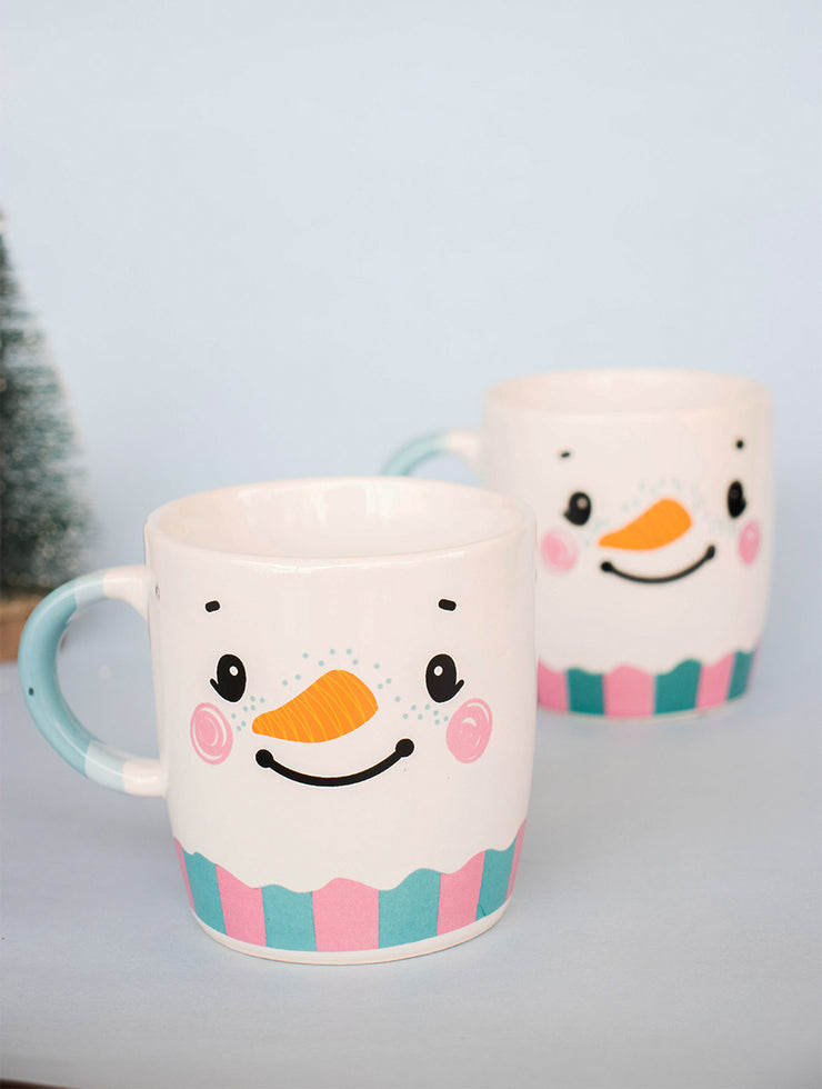 Snowman Mug, Offwhite - 3.6 X 6 Inches