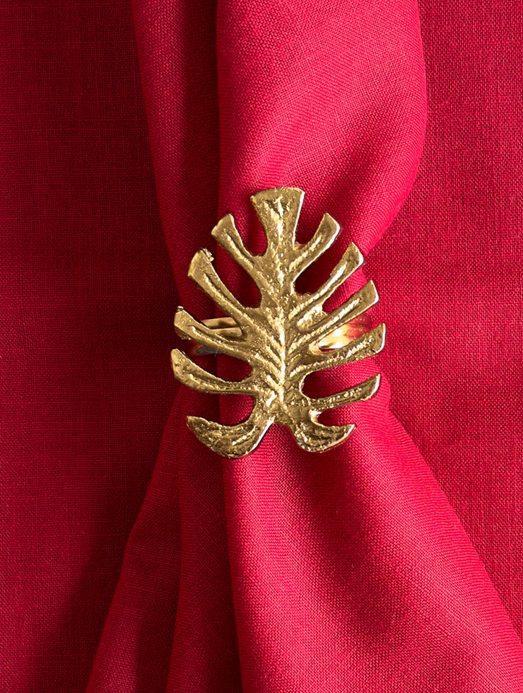 Leaf Metal Napkin Ring, 2 x 1.6 Inches