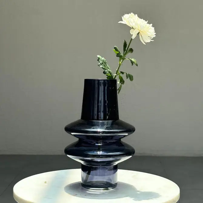 Ripple Glass vase - slate grey, 8x12 Inches