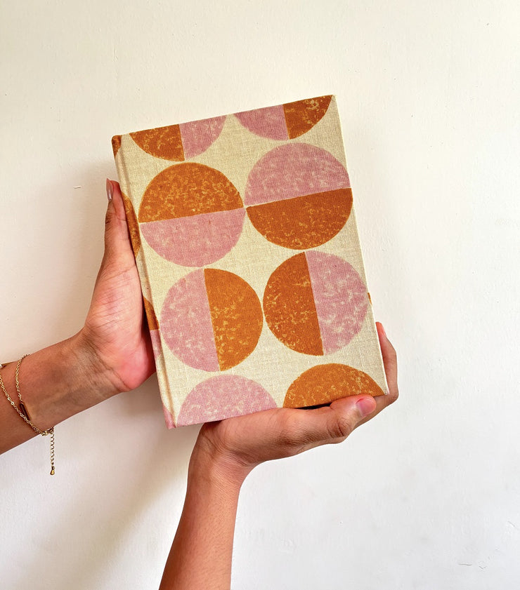 Handmade Paper Journal Notebook, Orange & Pink  - A5
