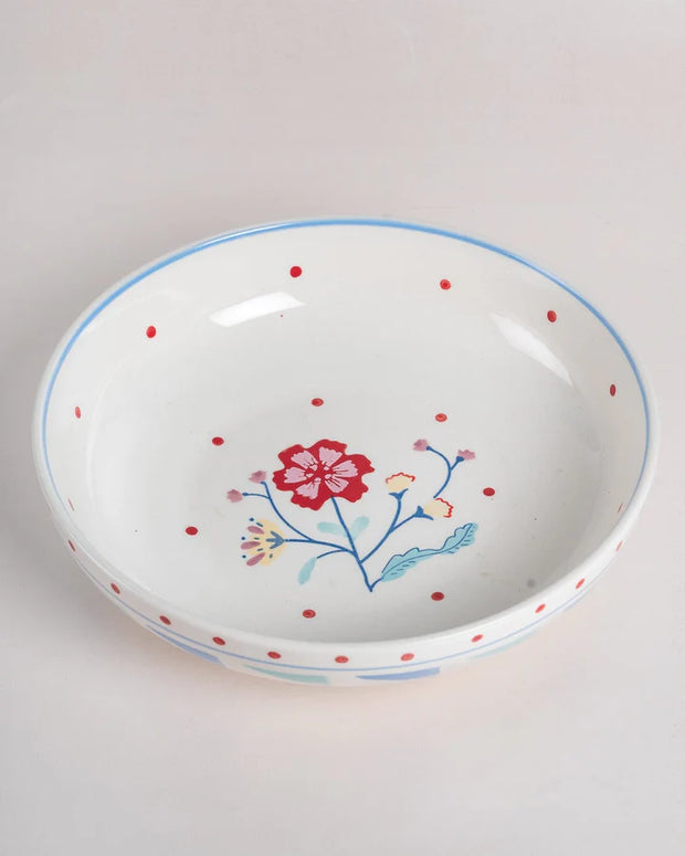 Arunya Handpainted Ceramic Pasta Bowl, Multi - 8.66 x 2 Inch