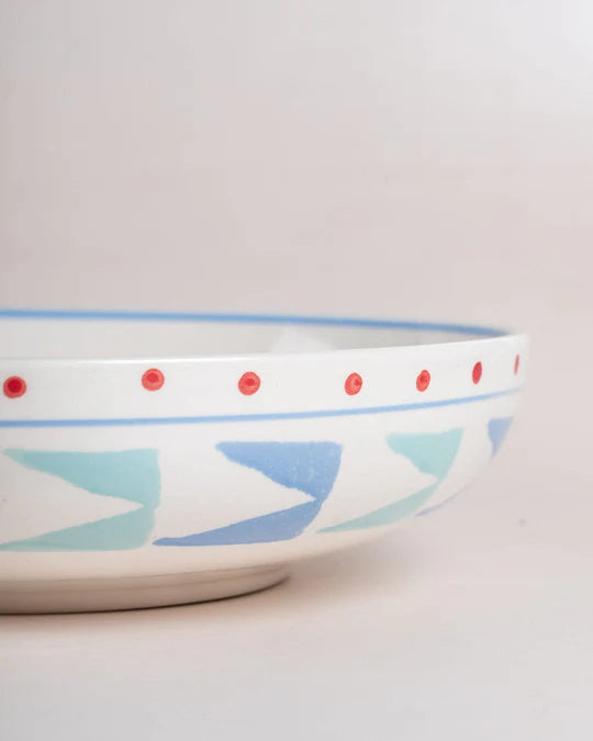 Arunya Handpainted Ceramic Pasta Bowl, Multi - 8.66 x 2 Inch