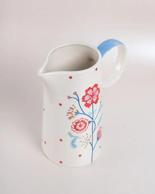 Arunya Handpainted Ceramic Pitcher, Multi - 7.8 x 3.5 Inches