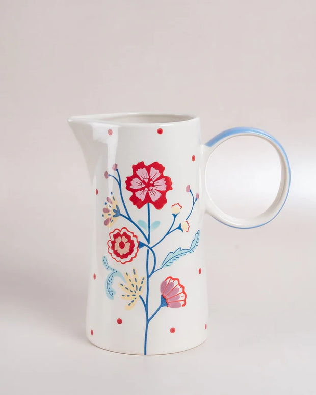 Arunya Handpainted Ceramic Pitcher, Multi - 7.8 x 3.5 Inches