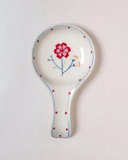 Arunya Handpainted Ceramic Spoon Rest- 9 x 5.1 x 0.39 Inches