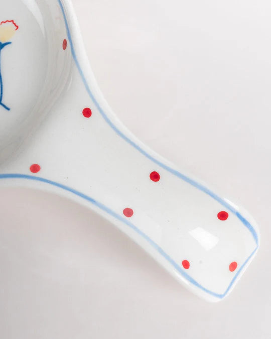 Arunya Handpainted Ceramic Spoon Rest- 9 x 5.1 x 0.39 Inches