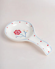 Arunya Handpainted Ceramic Spoon Rest- 9 x 5.1 x 0.39 Inches